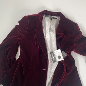 Kenzie Maroon Velour Blazer - L - Brand New
